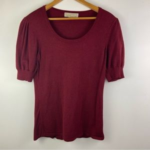 Michael Kors Maroon Knit Short Sleeve Shirt Medium